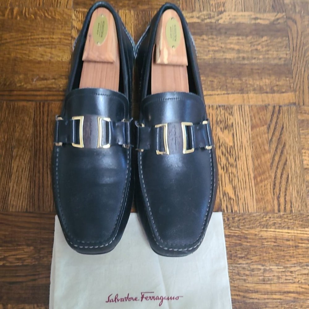 Salvatore Ferragamo Mens Shoes Vara Reversible Bit Leather Driver Moccasins 10 D